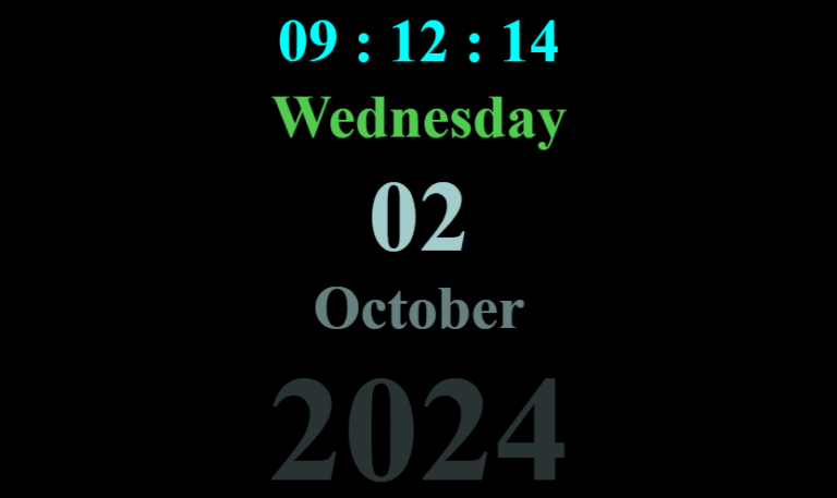 Vanilla JavaScript Digital clock with complete date and time – Code Hang